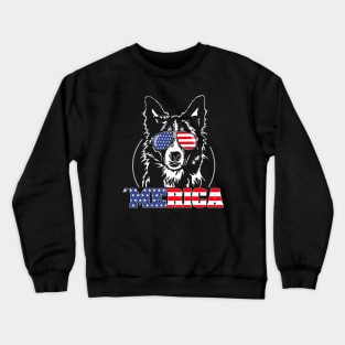 Proud Border Collie American Flag Merica dog Crewneck Sweatshirt